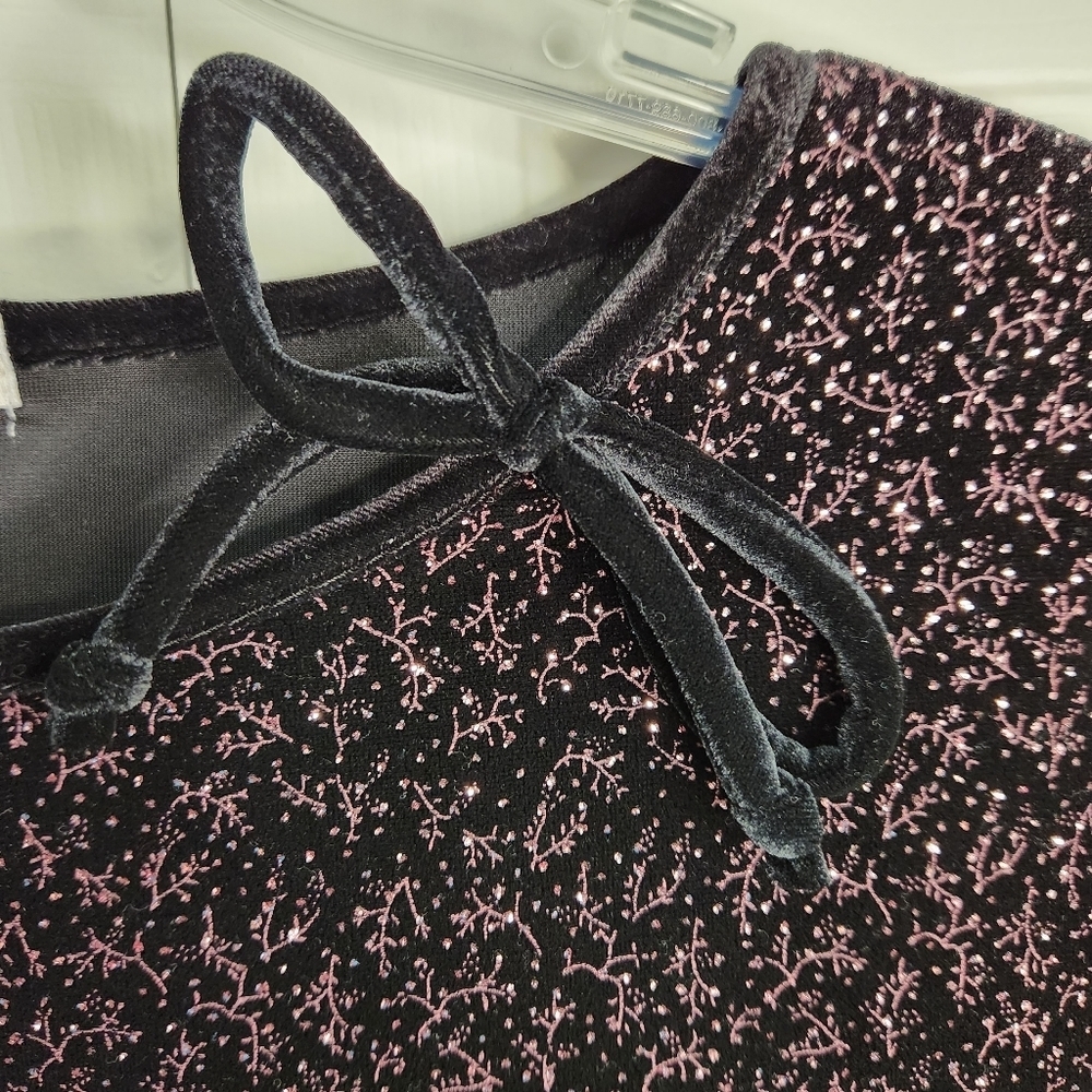 Notations Black Sequin Blouse Size Small, Bow Tie… - image 2